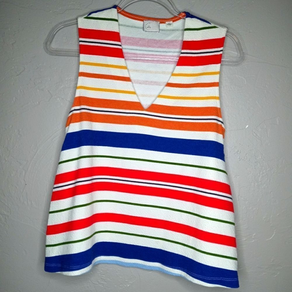 Anthropologie Postage Stamp Multi Color Stripe Tank
